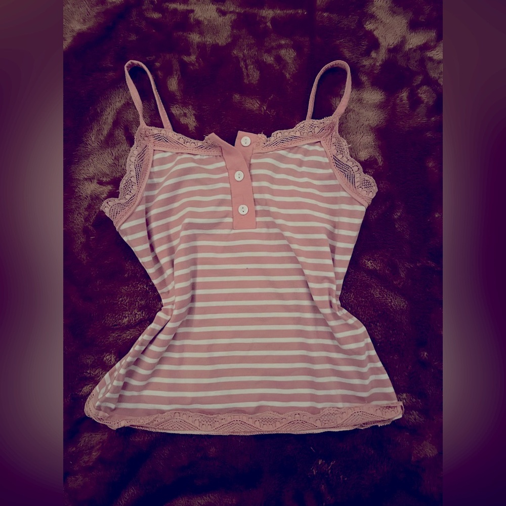 Pink and white striped tank top